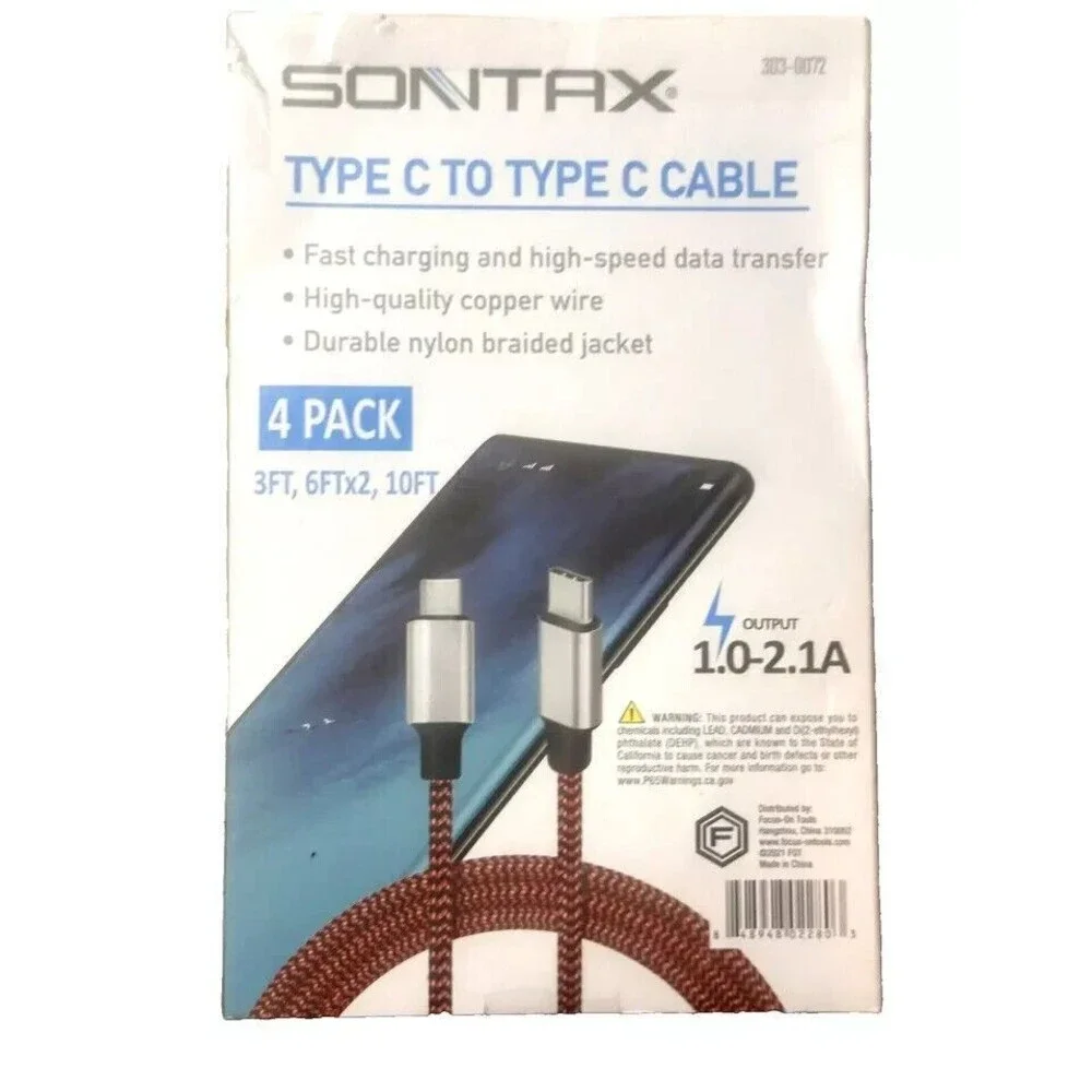😍SONTAX Type‎ C to Type C Data Cables Durable Braided 4 Pack LOW PRICE